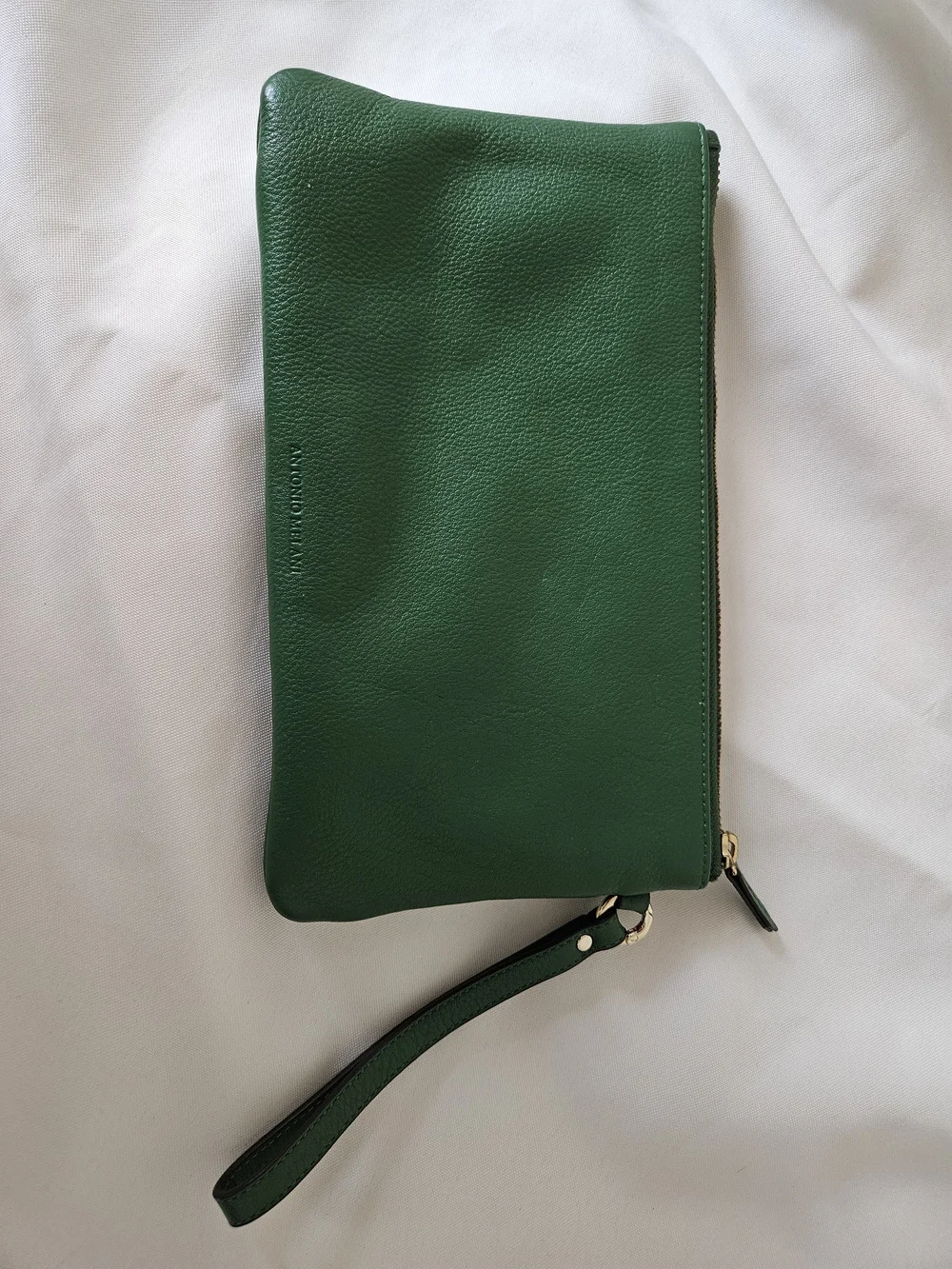Green Leather Wristlet Clutch